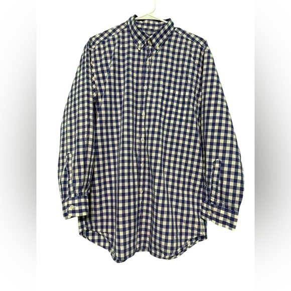 J. Crew Men's Navy and White Plaid Shirt - Picture 2 of 4